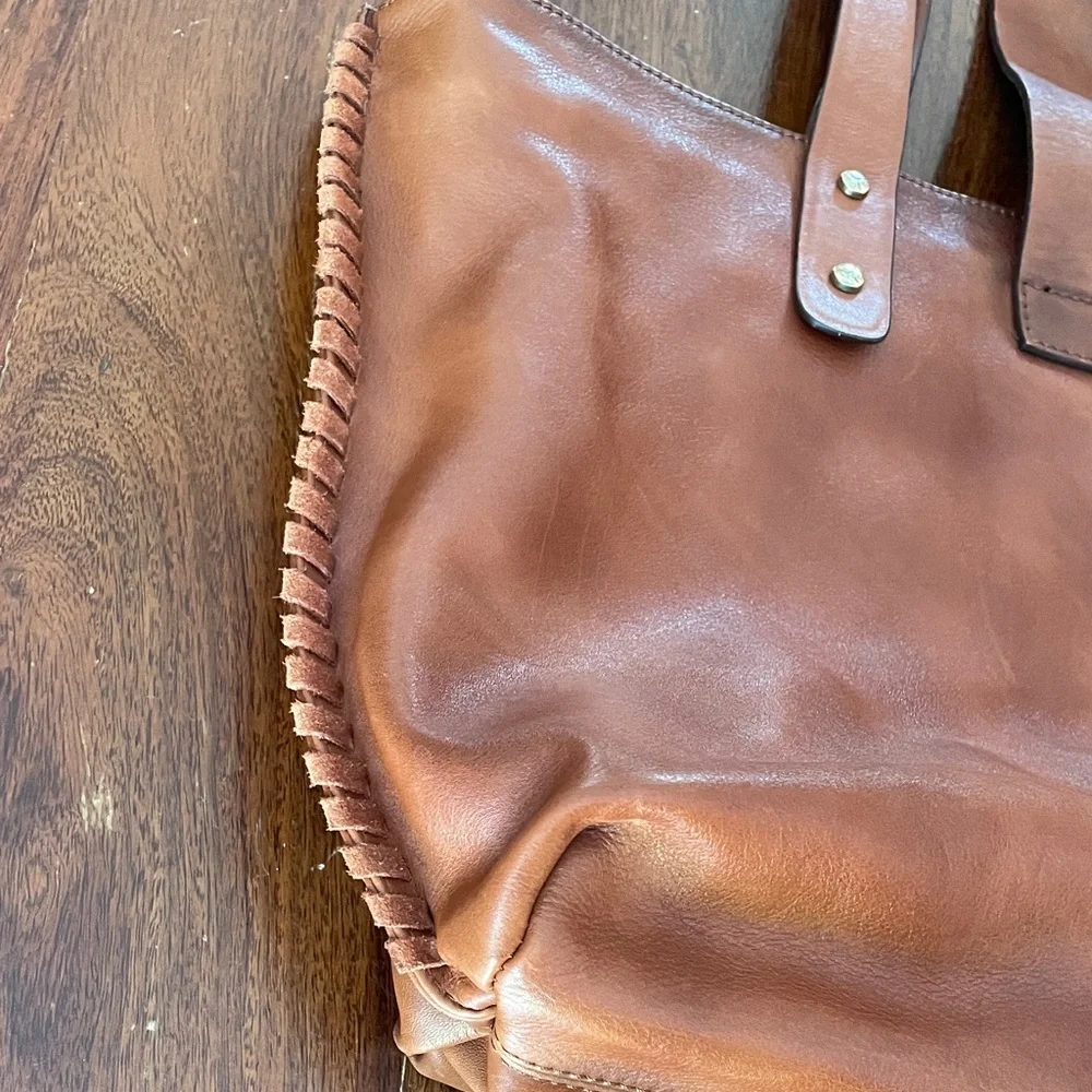 PIKOLINOS Cognac Leather & Suede Tote